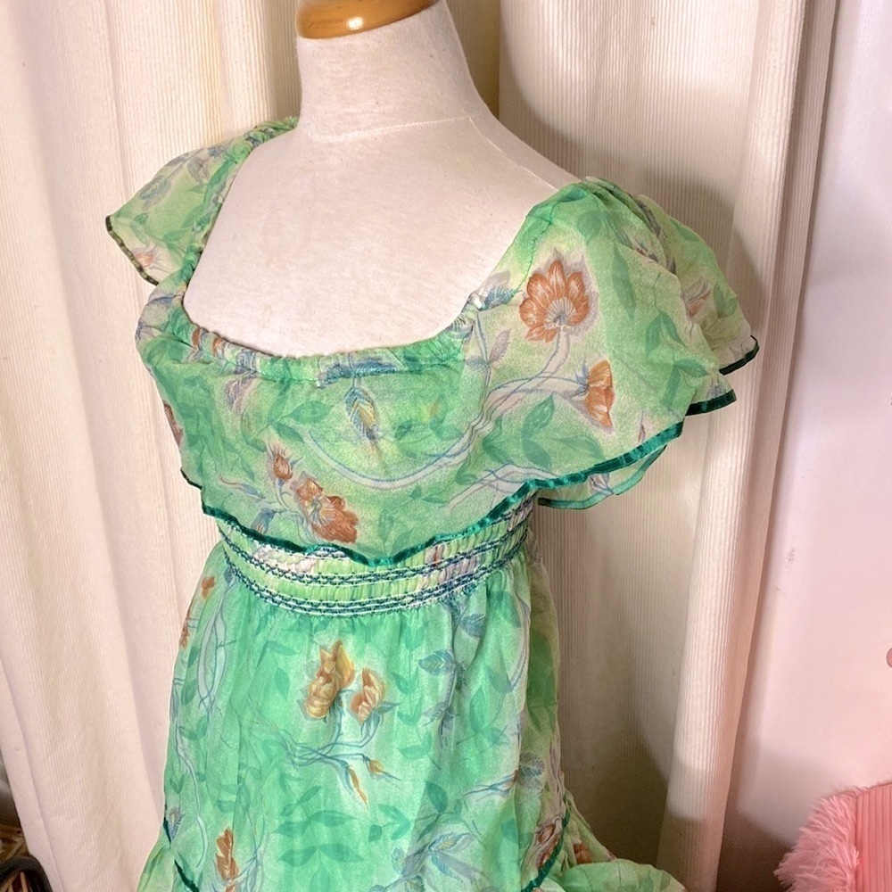 🌹 Miss Renfrew by Holt Renfrew 🌹 Vintage Off Shoulder Floral Chiffon Gown - Picture 5 of 16